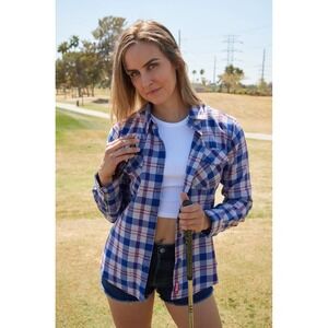 DIXXON Flannel Company Gilmore Plaid Long Sleeve Shirt Women's Blue Western XS